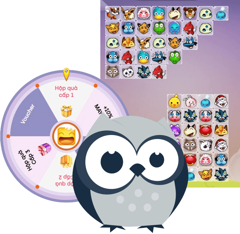 Cú loyaki với game vòng quay và game pikafun